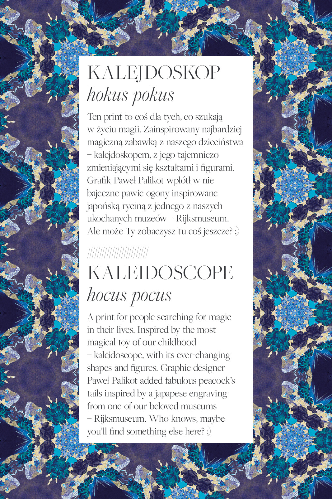 Kalejdoskopowy wzór hokus pokus – magiczny print inspirowany kalejdoskopem i japońską ryciną, idealny dla kobiet szukających magii w modzie.
