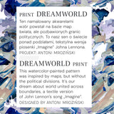 Wzór DREAMWORLD – akwarelowy, bez granic politycznych, inspirowany piosenką Imagine Johna Lennona